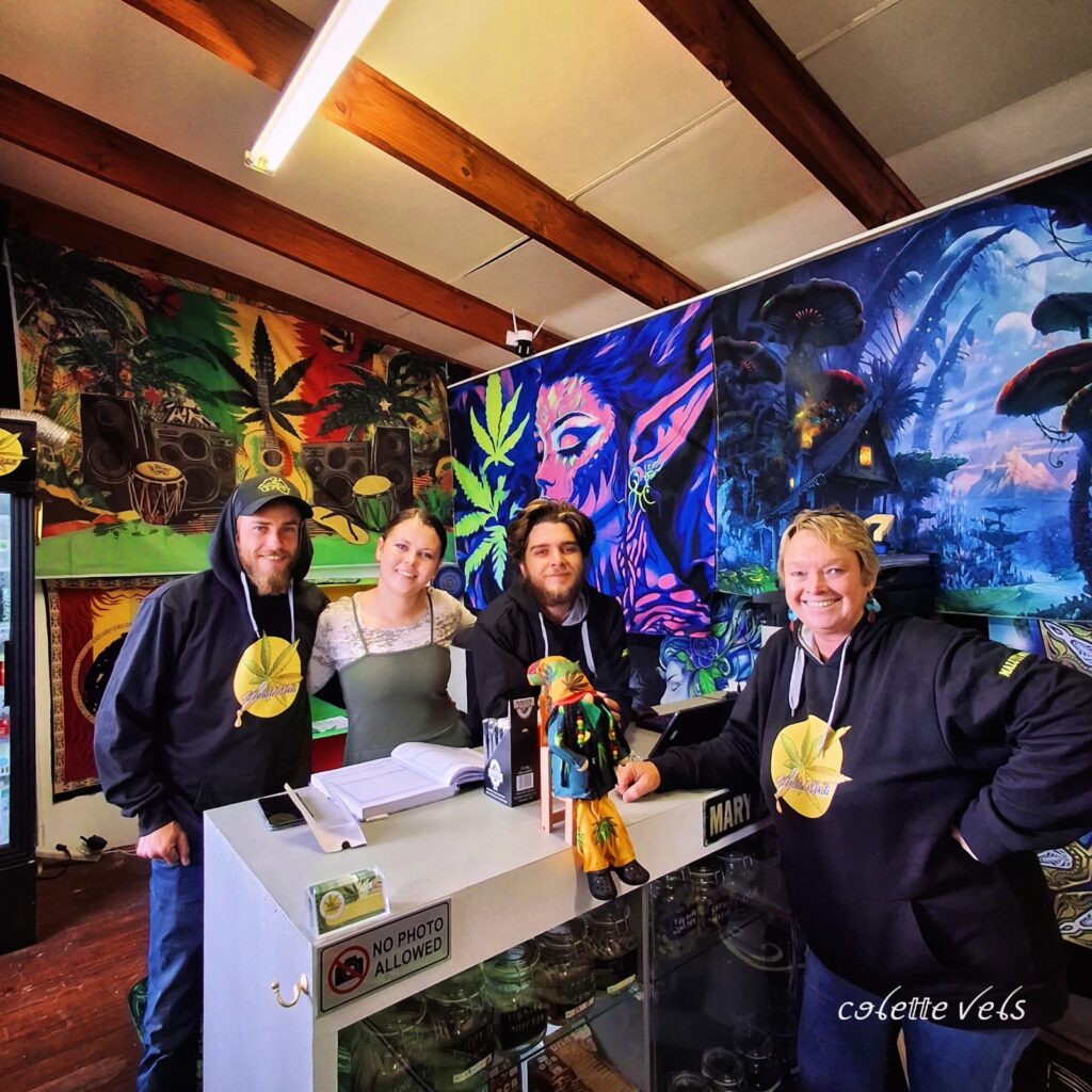 The Maluti Muti & Co team smiling together inside their new Clarens wellness club at the Voetstoots Centre.